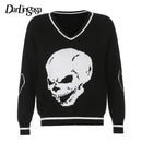 Darlingaga Harajuku Skull Print Loose Autumn Winter Sweater Women Pullovers Casual y2k Knitwear Jumpers 2020 Korean Sweaters New