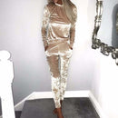 Conjunto de chándal de terciopelo de otoño para mujer, conjunto de terciopelo de 2 piezas para invierno, chándal para mujer, sudadera de talla grande, atuendos de dos piezas para mujer