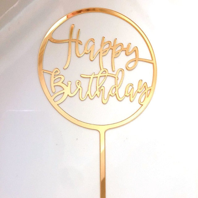 New Happy Birthday Cake Topper Rose Gold Herz Geburtstag Acryl Cake Topper für Kindergeburtstag Party Kuchen Dekorationen Baby Shower