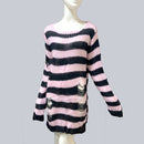 Plus Size Punk Gothic Long Unisex Sweater Dress Cool Hollow Out Hole Broken Jumper Loose Rock Thin Sweter 2020 Women Man Striped
