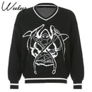 Weekeep Y2K Chic ropa de calle con estampado de gran tamaño suéter de mujer Casual Otoño Invierno tejido Jumper moda suelta punto jerseys