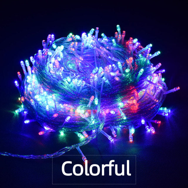 Luces de Navidad 5M 10M 20M 30M 50M 100M Led String Fairy Light 8 modos Luces de Navidad para boda Fiesta Luces de vacaciones