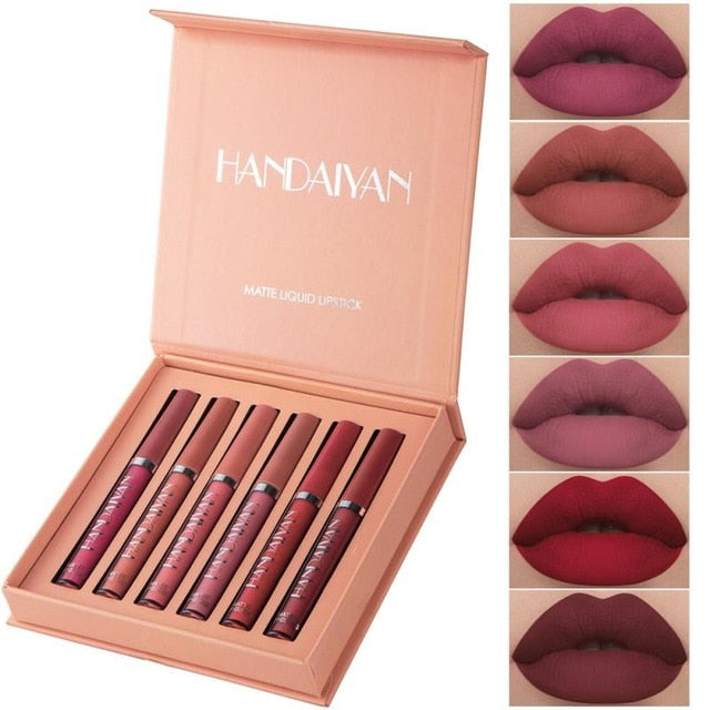 6 Farben/Set Fashion Lipgloss Sets Natural Moisturize Waterproof Velvet Liquid Lipstick Gift Box Exquisite Lip Makeup TSLM1