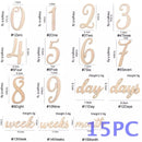 Tarjeta de hito del mes del bebé de madera Mes de nacimiento del recién nacido Cumpleaños Hito Mordedor de madera Bebé Niños Accesorios de fotografía Juguete