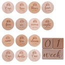 Tarjeta de hito del mes del bebé de madera Mes de nacimiento del recién nacido Cumpleaños Hito Mordedor de madera Bebé Niños Accesorios de fotografía Juguete