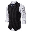 New Mens Vest Casual Business Men Suit Vests Male Lattice Waistcoat Fashion Mens Sleeveless Suit Vest Smart Casual Top Grey Blue