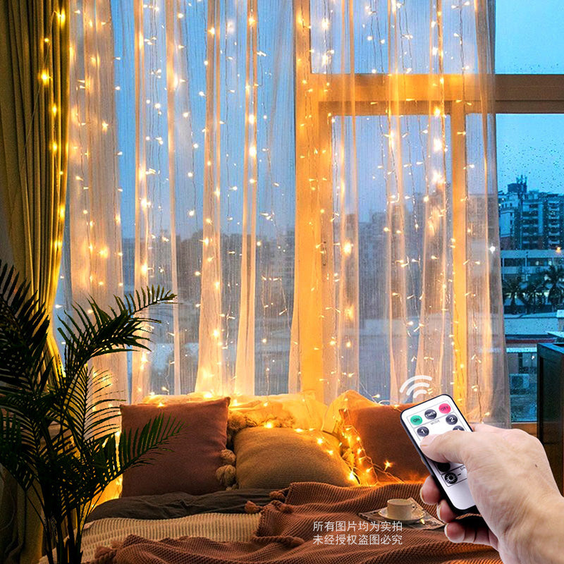 Guirnalda de luces LED de hadas navideñas de 3M, Control remoto, USB, guirnalda de Año Nuevo, lámpara de cortina, decoración de vacaciones para el hogar, dormitorio, ventana