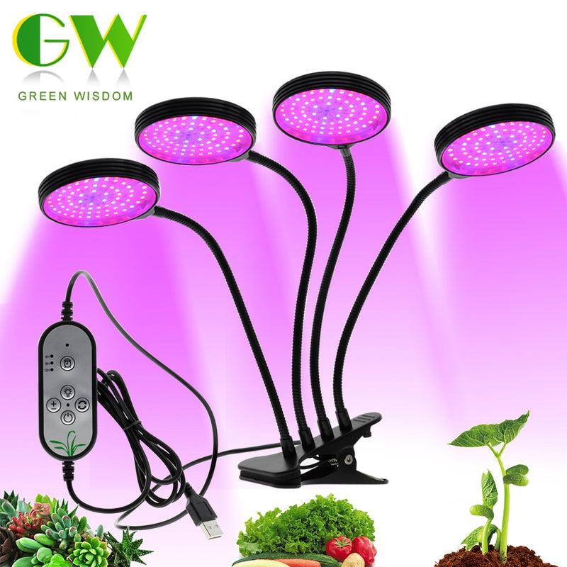 Full Spectrum Phytolamps DC5V USB LED Grow Light with Timer 15W 30W 45W 60W Desktop Clip Phyto Lamps for Plants Flowers Grow Box