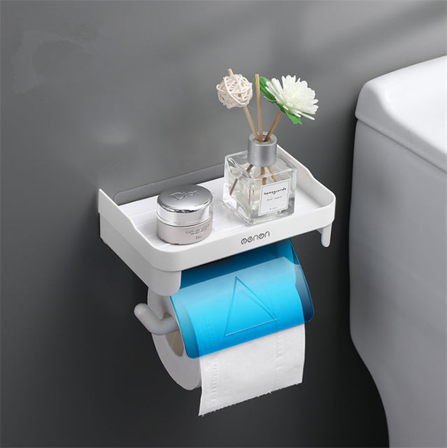 Estante de almacenamiento de rollo de papel de montaje en pared estante de soporte de papel higiénico multifunción estante de baño estantes 3 colores