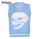 Darlingaga Harajuku Skull Print Loose Autumn Winter Sweater Women Pullovers Casual y2k Knitwear Jumpers 2020 Korean Sweaters New