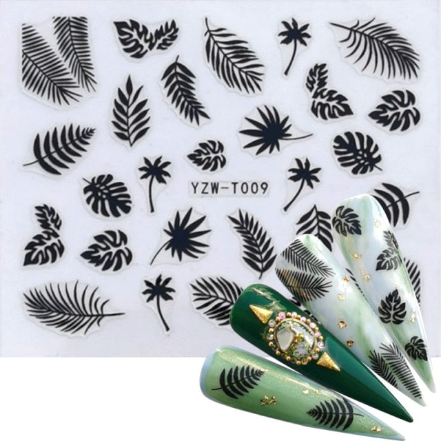 1 Sheet 3D Nail Sticker Flower Letter Design Mixed Patterns Nail Art Transfer Stickers Decals Nail Art DIY Design Decoration