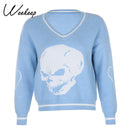 Weekeep Y2K Chic ropa de calle con estampado de gran tamaño suéter de mujer Casual Otoño Invierno tejido Jumper moda suelta punto jerseys