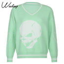 Weekeep Y2K Chic ropa de calle con estampado de gran tamaño suéter de mujer Casual Otoño Invierno tejido Jumper moda suelta punto jerseys