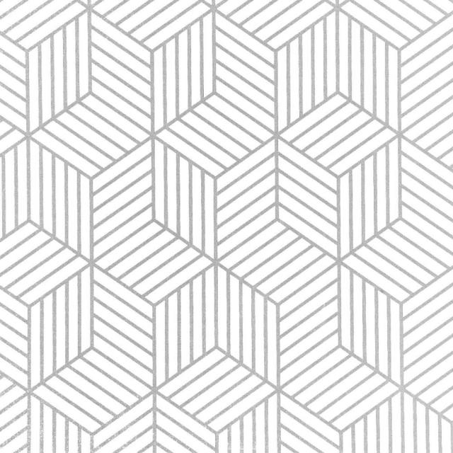 HaoHome, papel tapiz geométrico hexagonal plateado, papel tapiz autoadhesivo extraíble, estante de película de vinilo, papel y línea de cajones