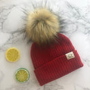 Winter Unisex Faux Fur Pompon Hat Scarf For Kids Boys Girls Knitted Baby Caps With Pompom Bonnet Children&