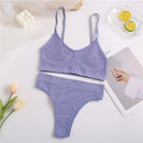 2PCS Bra Set Women Sexy Bralette Sexy Female Underwear Lingerie Ribbed Tops Girls Fashion Brassiere Basic Stretchy Tank Crop Top