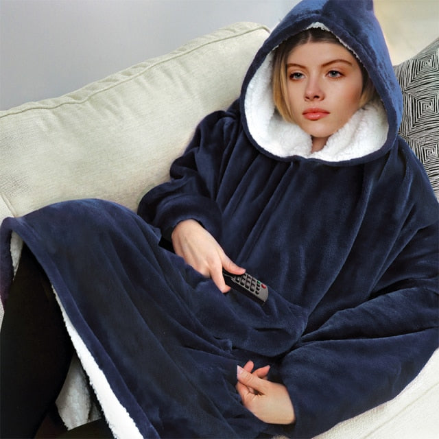 Oversized Hoodies Sweatshirt Women Winter Hoodies Fleece Giant TV Blanket With Sleeves Pullover Oversize Women Hoody Sweatshirts