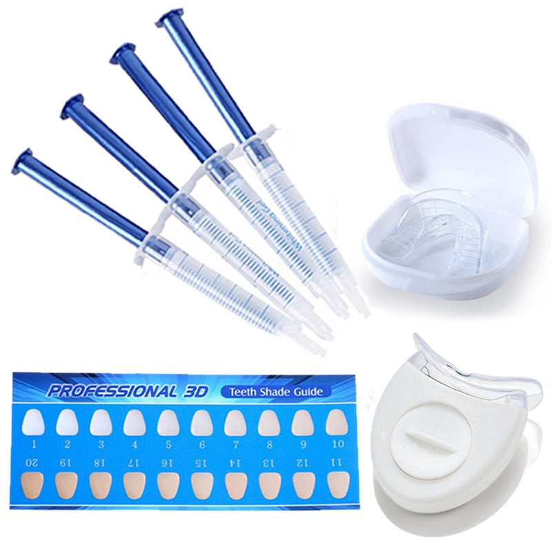 Kit de Gel de sistema de blanqueamiento Dental de peróxido para blanquear los dientes equipo Dental blanqueador de dientes brillante 4 Uds con luces Led blancas