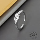 925 Sterling Silver Open Ring For Women INS Niche Irregular Wave Sand Surface Wide Noodle Original Party Birthday Gift