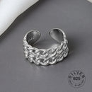 925 Sterling Silver Open Ring For Women INS Niche Irregular Wave Sand Surface Wide Noodle Original Party Birthday Gift