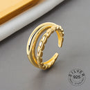 925 Sterling Silver Open Ring For Women INS Niche Irregular Wave Sand Surface Wide Noodle Original Party Birthday Gift