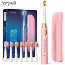 Fairywill Electric Sonic Toothbrush FW-507 USB Charge Rechargeable Adult Waterproof Electronic Tooth 8 Brushes Replacement Heads