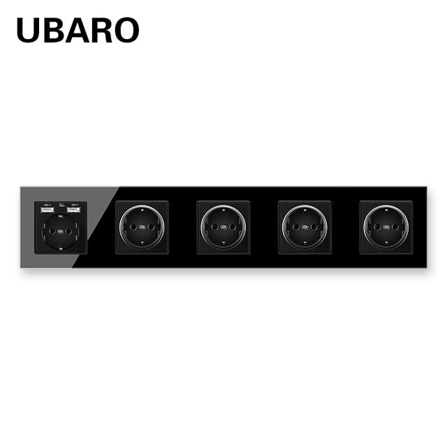 UBARO German Standard 16A Kristallglasscheibe Wandsteckdose Power Steckdose Stopkontakt Steckdose Home Outlet AC100-250V