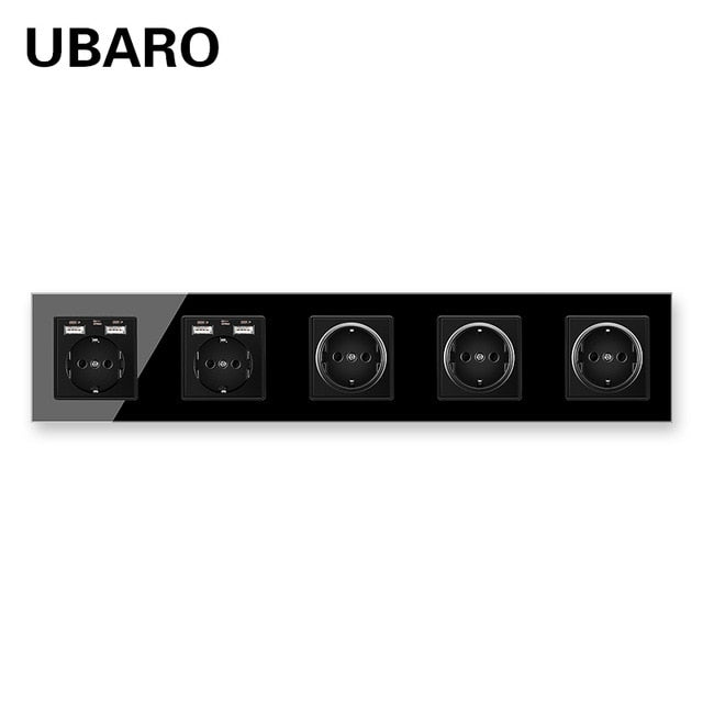 UBARO German Standard 16A Kristallglasscheibe Wandsteckdose Power Steckdose Stopkontakt Steckdose Home Outlet AC100-250V