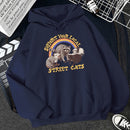 Support Your Local Street Cats Print Women Hoodie Cartoons Crewneck Clothes Vintage Loose Sweatshirt Street Hip Hop Hoody Womens