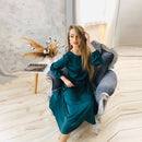 Women Vintage Sashes Satin A-line Dress Lantern Sleeve O neck Solid Elegant Casual Party Dress 2021 Summer OL New Fashion Dress