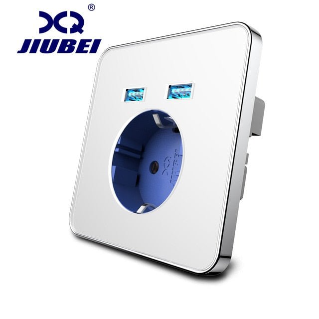 Enchufe de pared JIUBEI toma de corriente estándar de la UE con toma de corriente del cargador de enchufe usb dual para el hogar con enchufe universal usb