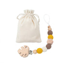 Cadena de chupete para bebé, Clip de madera de elefante, bolsa de cuentas geométricas de ganchillo, mordedor de madera, varilla pequeña, Clips para chupete de bebé, 1 ud.