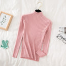 Croysier Pullover Gerippter Strickpullover Herbst-Winter-Kleidung Frauen 2020 Stehkragen Langarm Slim Basic Frau Pullover Tops