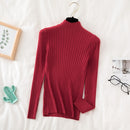 Croysier Pullover Gerippter Strickpullover Herbst-Winter-Kleidung Frauen 2020 Stehkragen Langarm Slim Basic Frau Pullover Tops