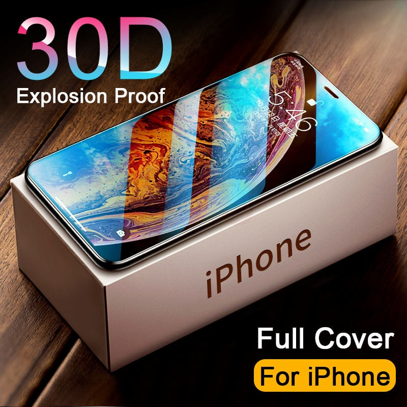 30D Full Cover gehärtetes Glas auf für iPhone 11 12 PRO MAX Displayschutzfolie Schutzglas für iPhone 11 12 X XR XS MAX Glas