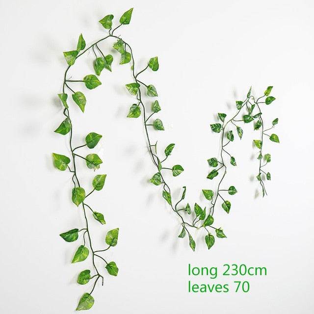 230cm seda verde colgante artificial hojas de hiedra plantas hojas de vid 1 Uds diy para la decoración del baño del hogar decoración de fiesta de jardín
