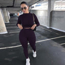 Zweiteilige Sets Frauen Solide Herbst Trainingsanzüge Hohe Taille Stretchy Sportswear Hot Crop Tops und Leggings Passende Outfits