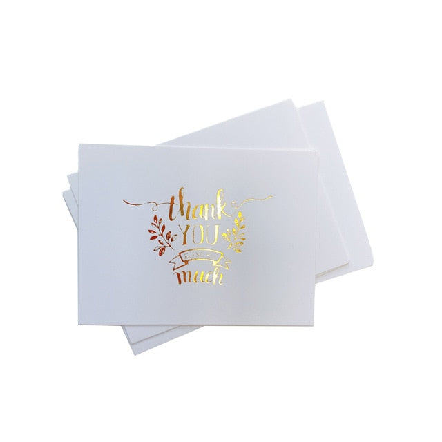 40Pcs/lot Mini thank you Card gold simple design Scrapbooking party invitation Greeting Card Birthday Gift Message Cards