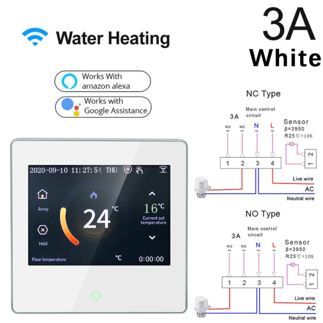 Termostato inteligente WiFi Tuya, controlador de temperatura de calefacción con pantalla táctil LED Celsius/Fahrenheit que funciona con Alexa Google Home