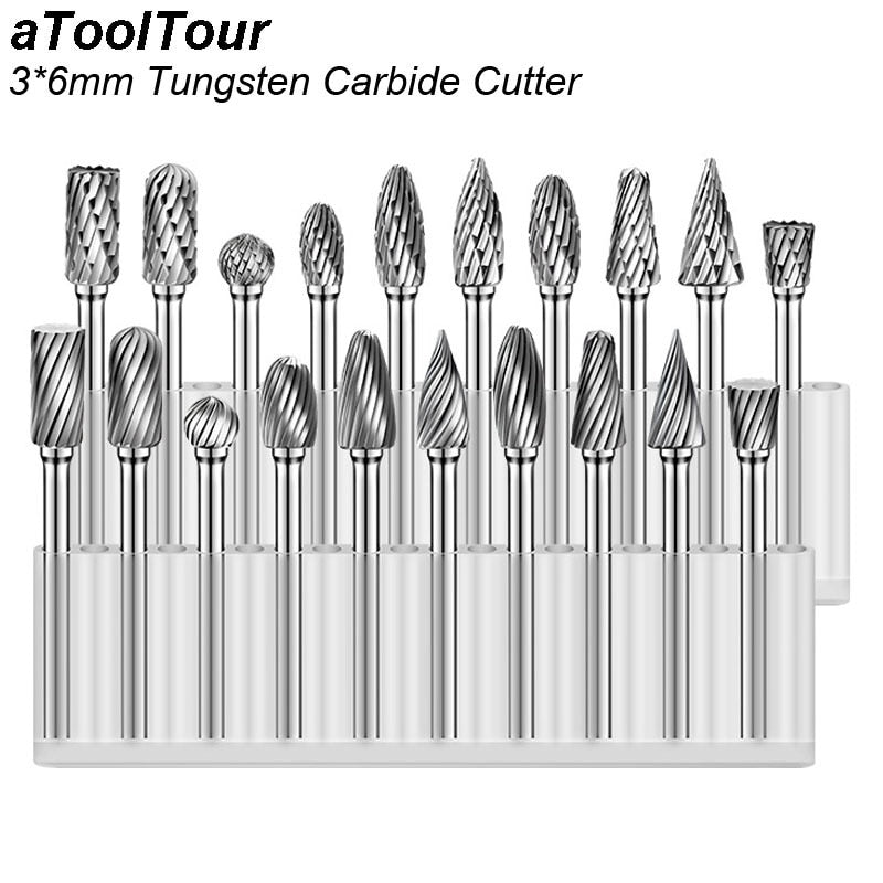 3*6mm Metall Zeichnung Wolframkarbid Fräser Drehwerkzeug Grat CNC Gravur Schleifwerkzeuge Metallbearbeitung Fräsen Polieren