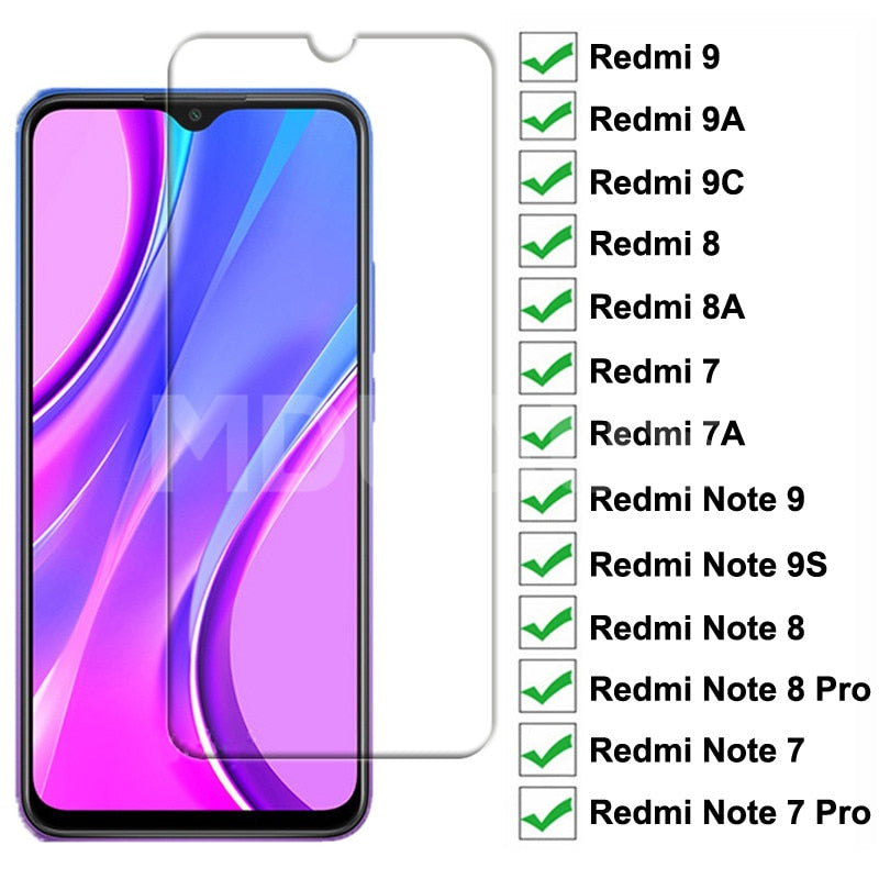 9H gehärtetes Glas für Xiaomi Redmi 9 9A 9C 8 8A 7 7A 10X Displayschutzfolie Redmi Note 9S 7 8 8T 9 Pro Max Sicherheitsschutzglas
