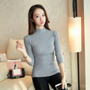 Fashion Solid Weiß und Schwarz Tops Pullover 2021 Winter Langarm Rollkragenpullover Damen Pullover Femme Kleidung 5218