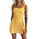 MoneRffi 2021 Summer V Neck Floral Print Dress Women Off Shoulder Ruffle Party Dress Sexy Lace-Up Backless Mini Dresses Vestidos