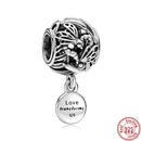 100% 925 Sterling Silber Feder Stammbaum Schneeflocken Junge baumeln Perlen passend für Original Pandora Charms Armbänder DIY Damen Schmuck
