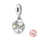 100% 925 Sterling Silber Feder Stammbaum Schneeflocken Junge baumeln Perlen passend für Original Pandora Charms Armbänder DIY Damen Schmuck
