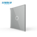 Cristal de perla blanca de lujo Livolo, estándar de la UE, solo Panel de vidrio, Panel de 1 unidad, para Base de interruptor