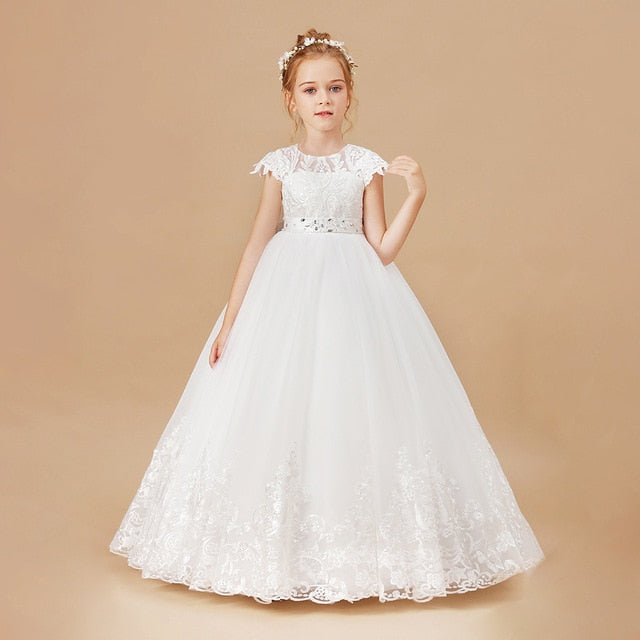Girls Dress Sleeveless Baby Kids Clothes Children Kids Clothing Appliques Kids Girl Wedding Evening Gowns Party Dresses