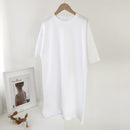 Aachoae Women Casual Loose Solid 100% Cotton T Shirt Dress O Neck Mini Dress Batwing Short Sleeve Basic Dresses Vestidos