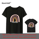 1pc Fashion  Mama and Mini Rainbow print Family Matching T-shirt Short Sleeve Family Look T-shirts Mother and Daughter Clothes