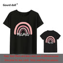 1pc Fashion  Mama and Mini Rainbow print Family Matching T-shirt Short Sleeve Family Look T-shirts Mother and Daughter Clothes